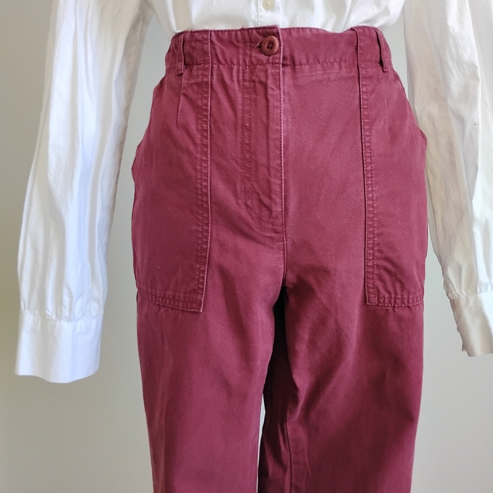 Talbots Slim Cargo Pants Cranberry Red Cotton Blend Classic Carhartt Style Sz 10